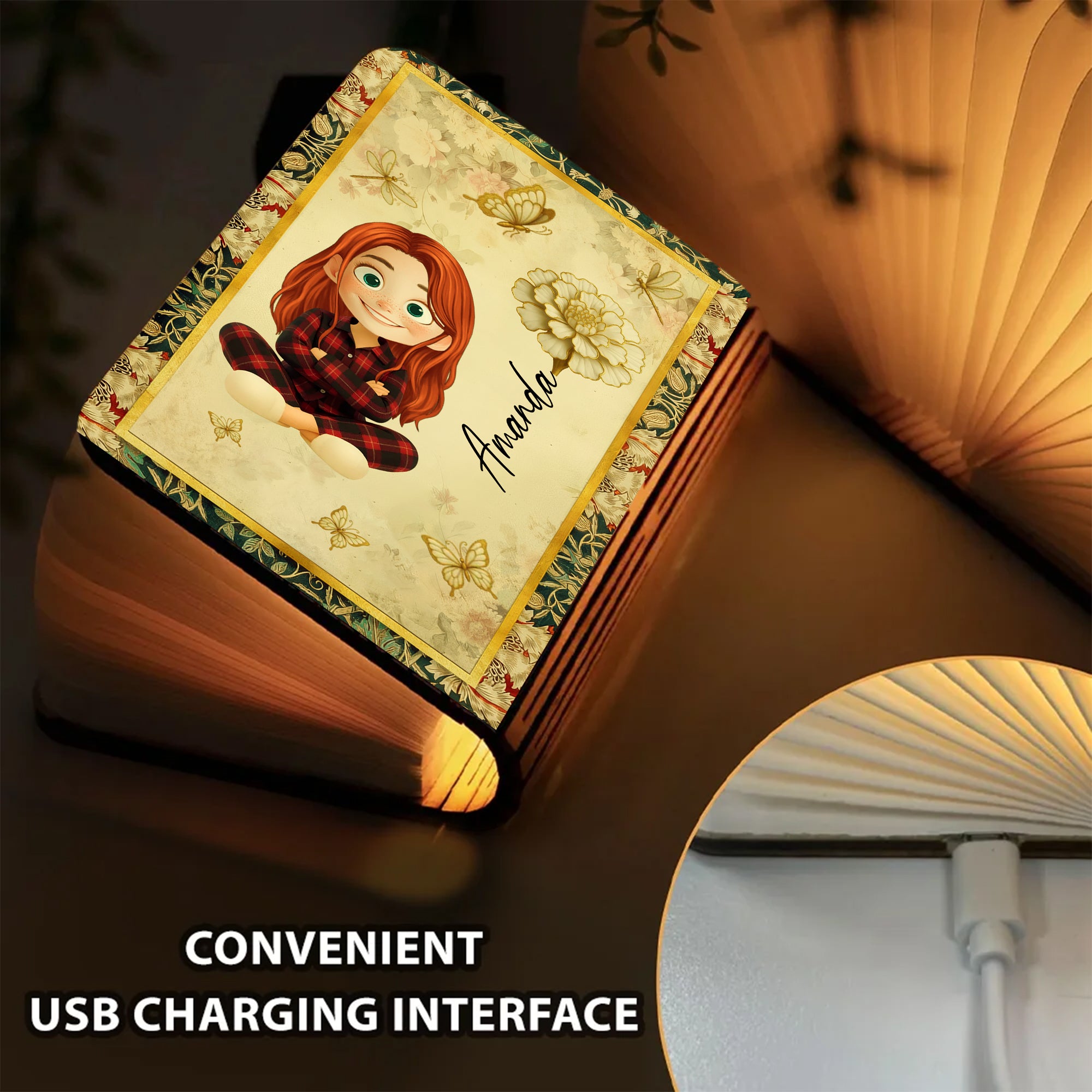 Floral Soul - Personalized Book Lamp - Christmas Gift