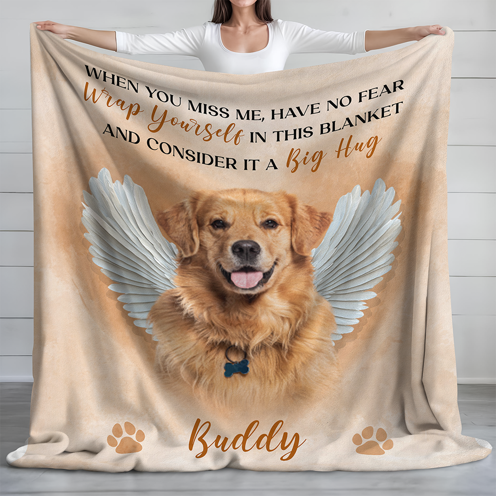 A Big Hug - Custom Pet Memorial Gift - Personalized Memorial Custom Blanket