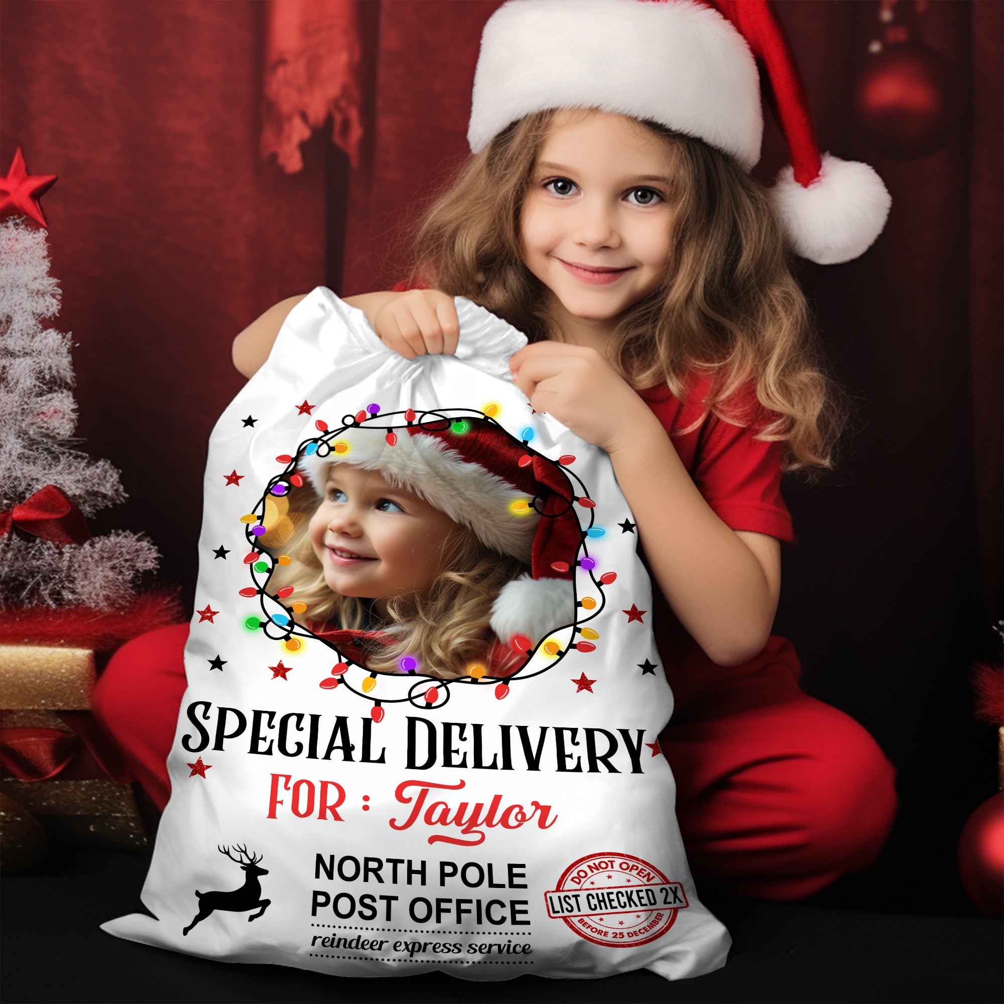 Christmas Bag Custom Photo - Special Delivery - Christmas Sack Gift