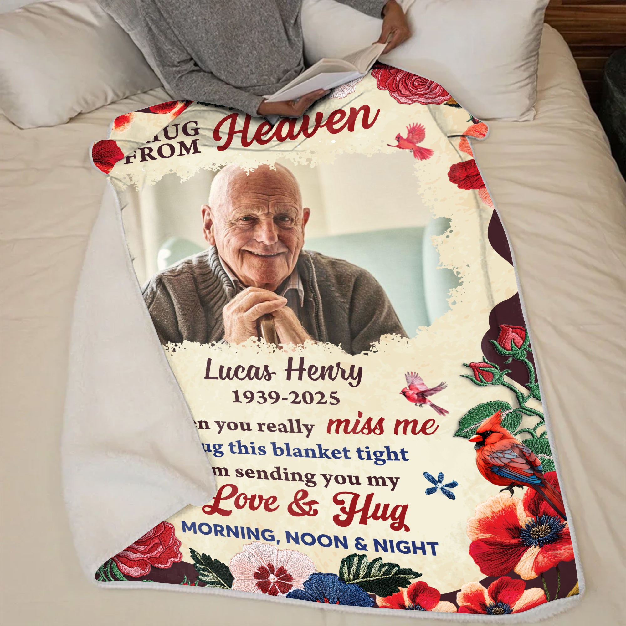 Hug From Heaven - Custom Photo Sympathy Gift - Personalized Memorial Custom Blanket