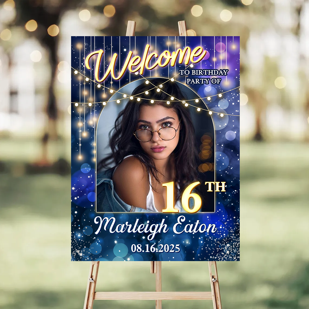 Personalized Birthday Sign - Custom Name & Photo Law Sign - Birthday Party Welcome Sign