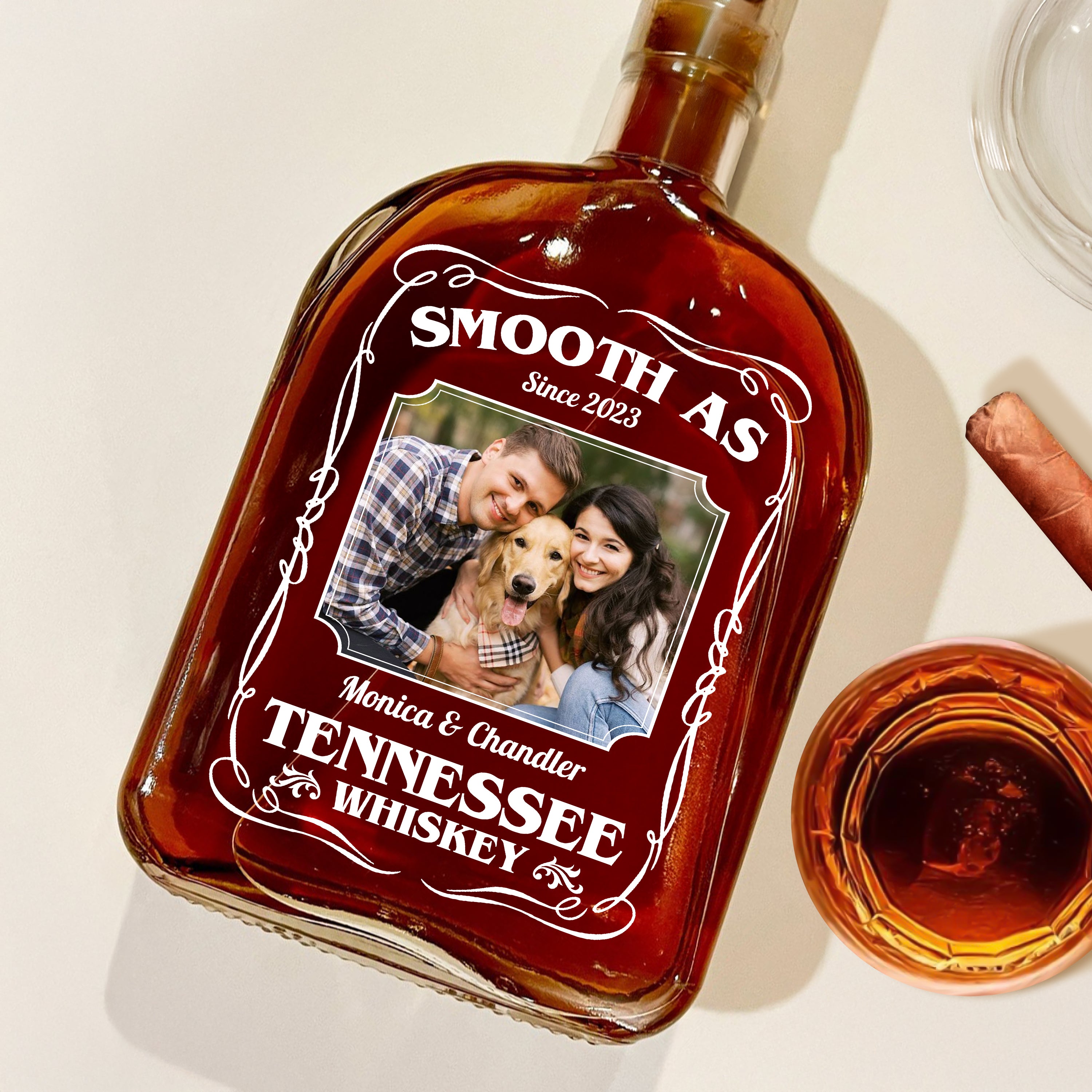 Custom Family Name and Photo - Personalized Custom Whiskey Bottle