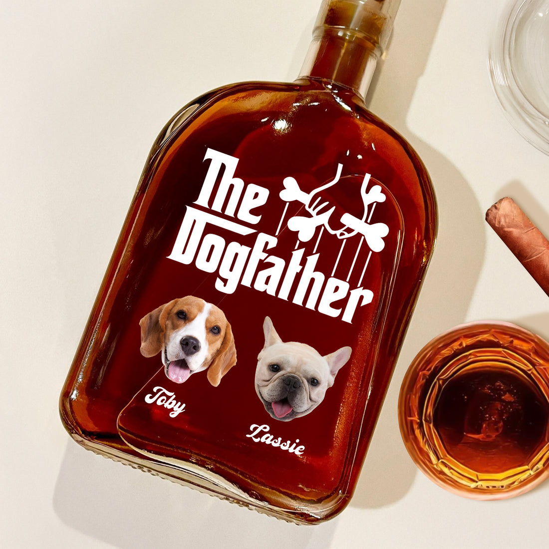 Pet Lover Gift - Custom Pet Photo and Name - Personalized Custom Whiskey Bottle