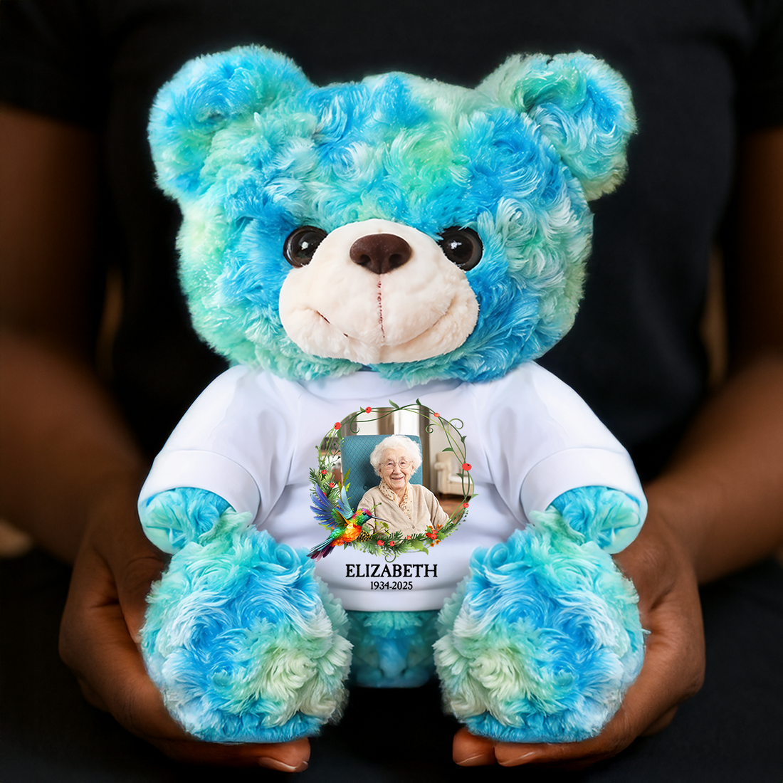 Personalized Memorial Bear Plush - Custom Name and Photo Teddy Bear