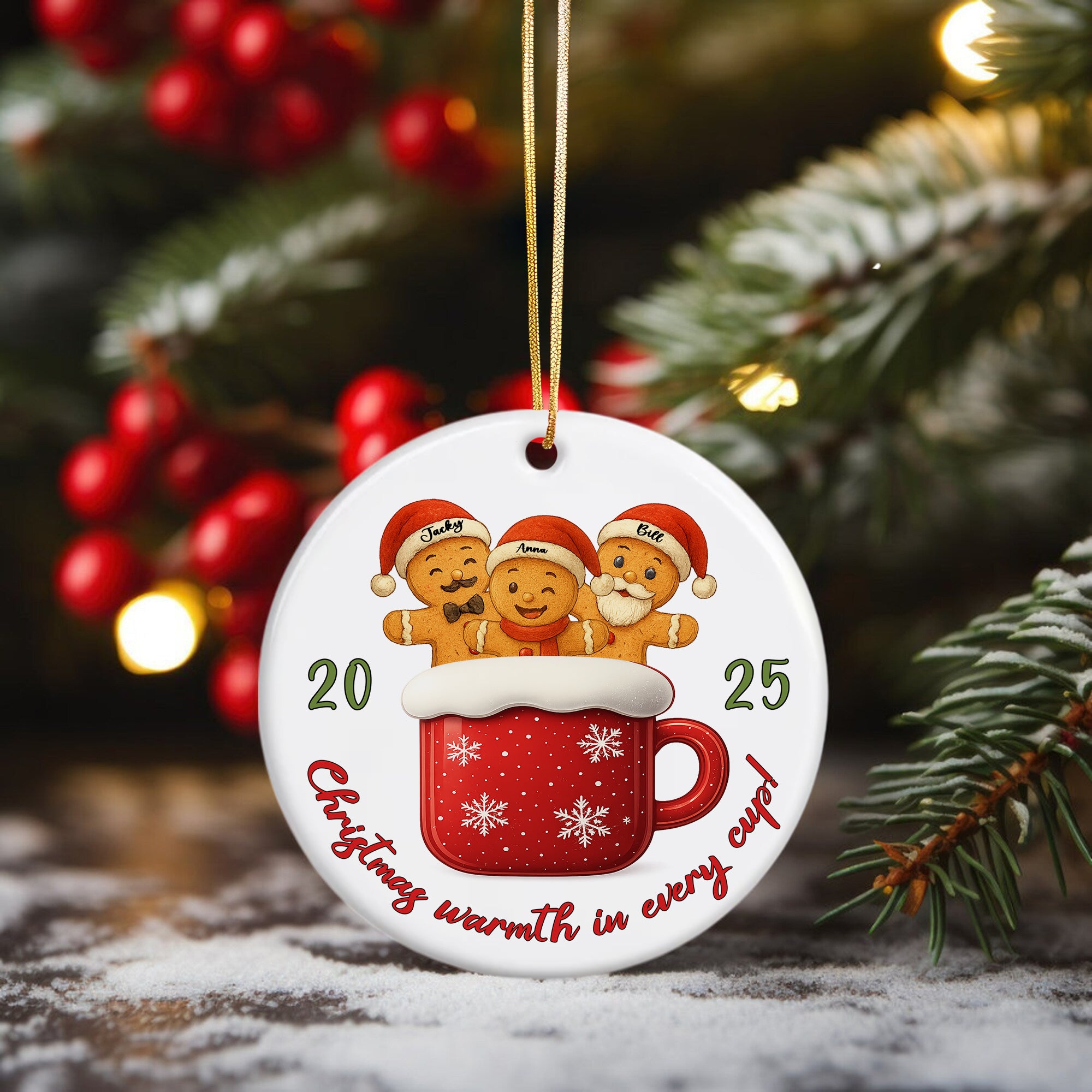 Christmas Warm - Custom Name Ceramic Ornament - Home Decor