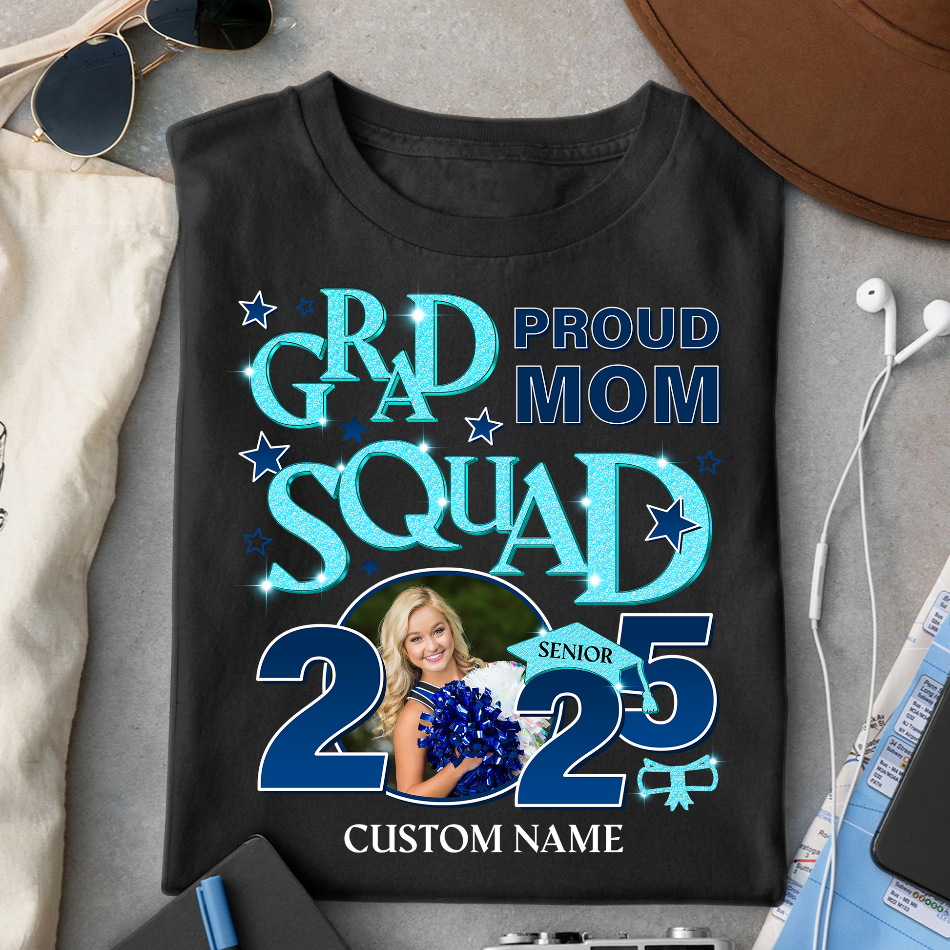 Proud Family Grad Squad Senior 2025 T-Shirt Custom Graduation Shirt Upload Photo T-shirt, Personalized Graduation T-shirt, Graduation Gift