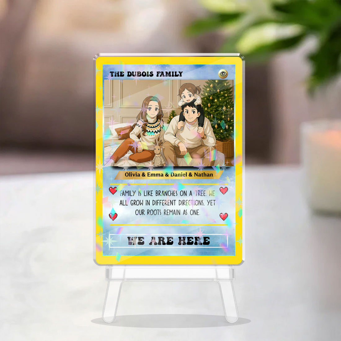 Personalized Family Gift - Custom Name and Photo - Custom Shape Hologram Ornament