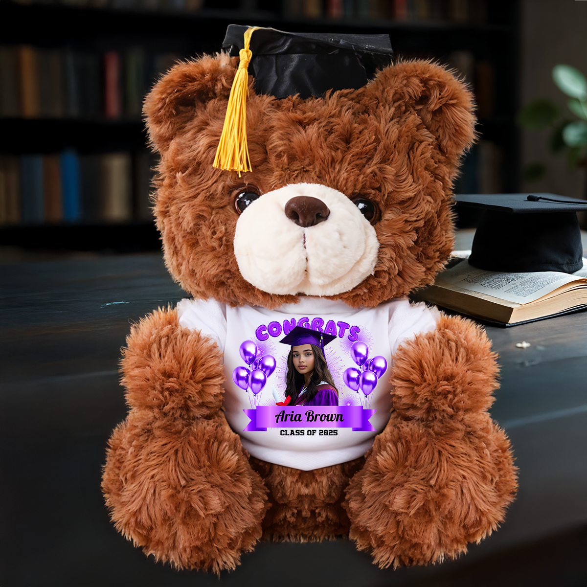 Family Personalized Custom Graduation Teddy Bear Plush - Graduate Bear With Cap