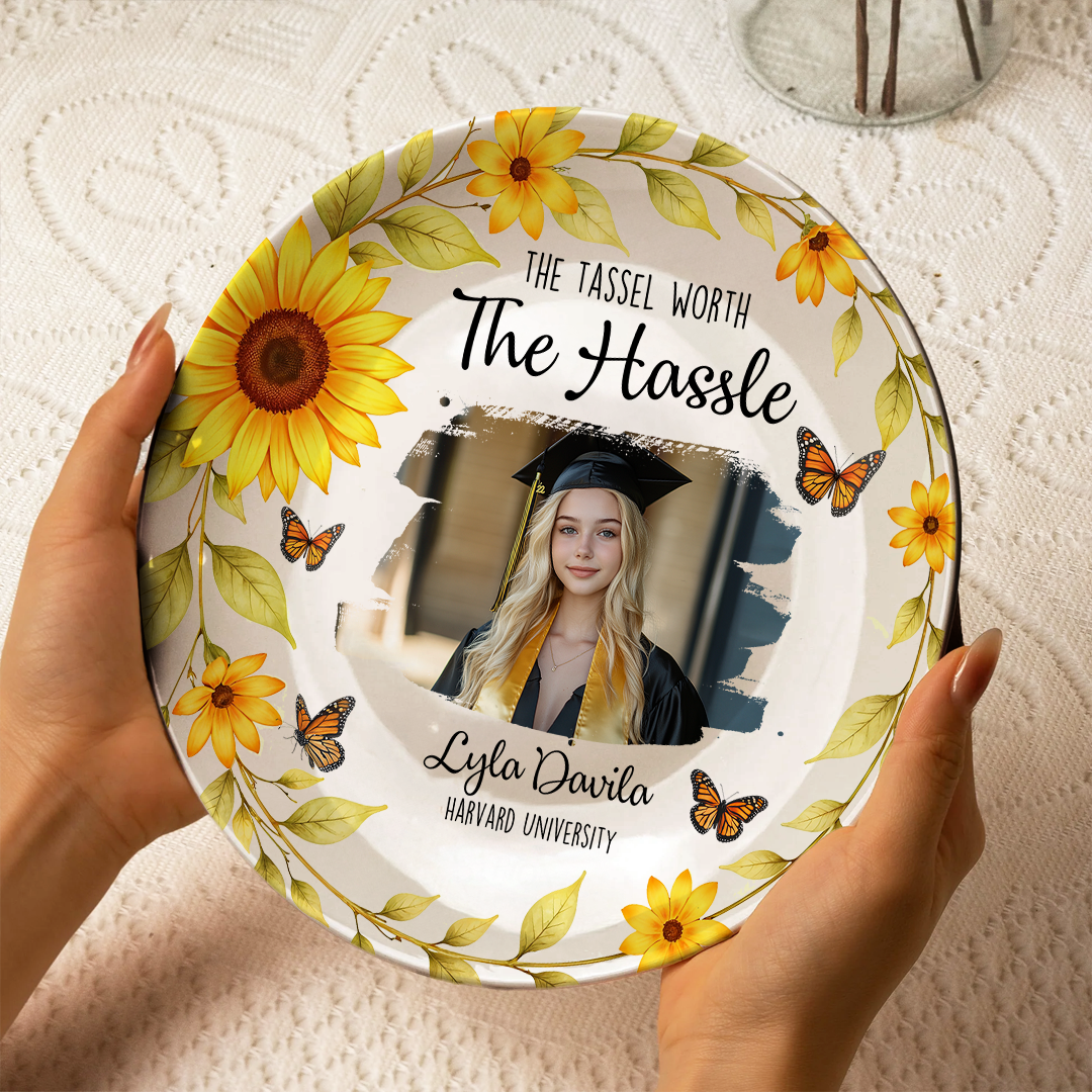 Personalized Graduation Ceramic Plate – Custom Name, School & Photo Gift