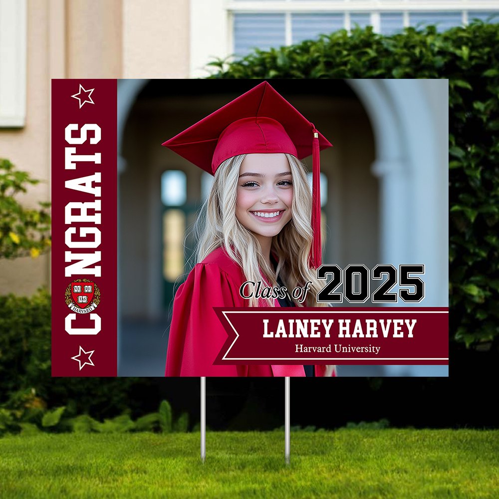 Custom Graduation Lawn Sign - Class of 2025, Personalized Name, School & Photo