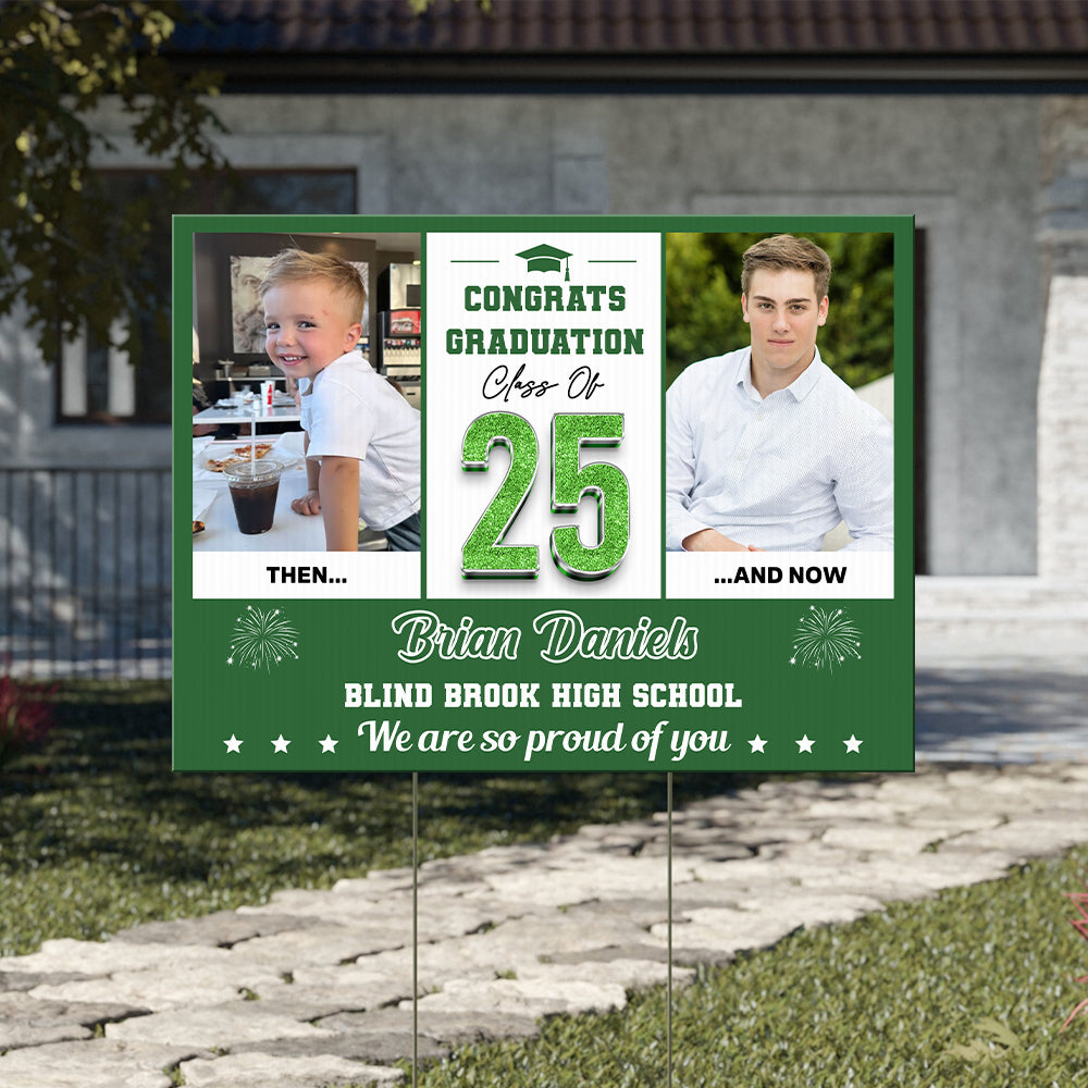 Class of 2025 Graduation Lawn Sign | Custom Name, School & Photo | Proud Graduate Yard Sign