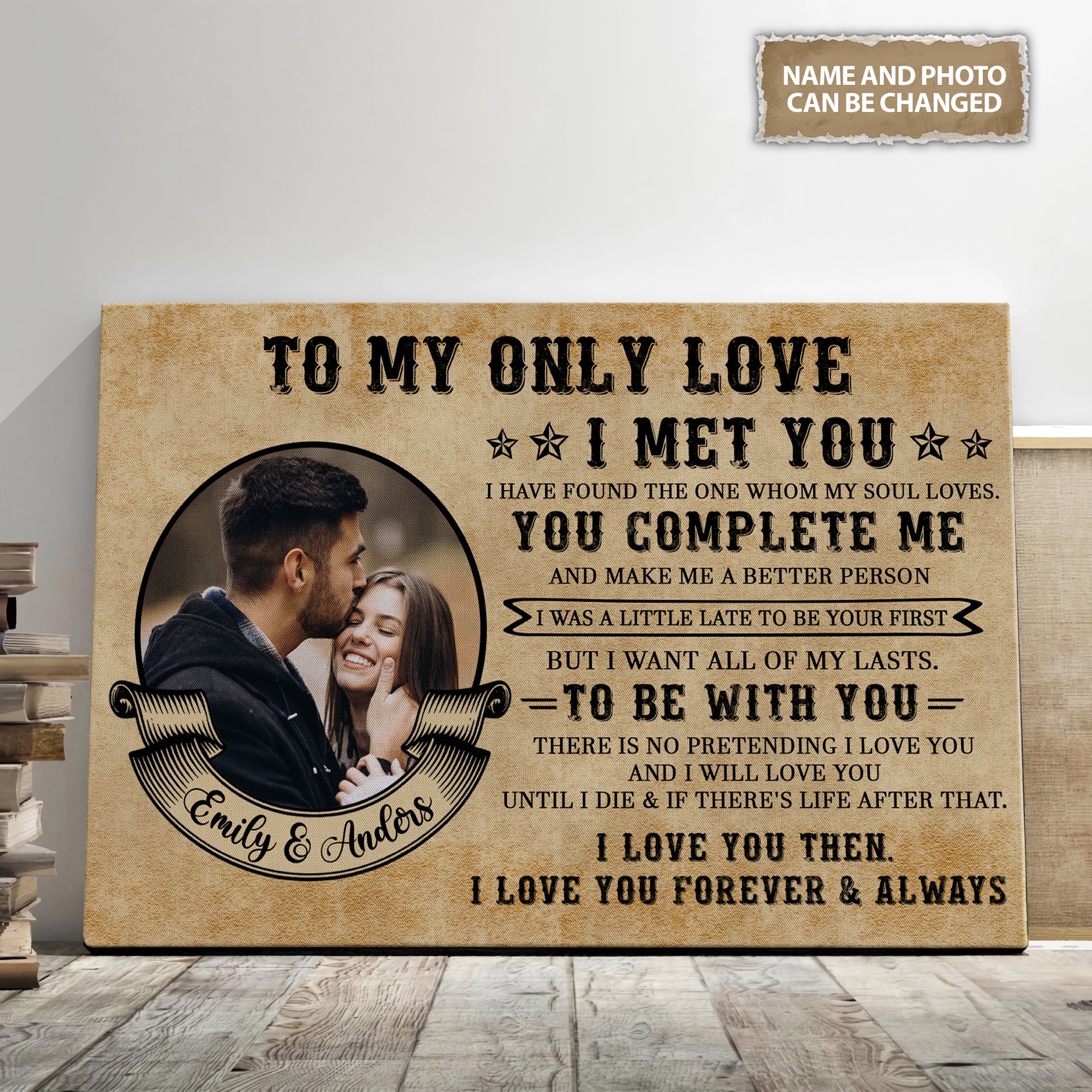 To My Only Love - Custom Couple Name - Canvas Sign - Anniversary Gift