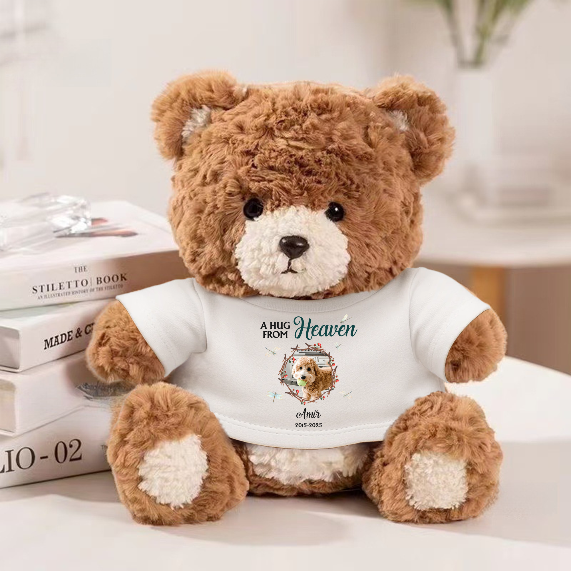 A Hug From Heaven - Memorial Bear Plush - Custom Photo Cute Bear