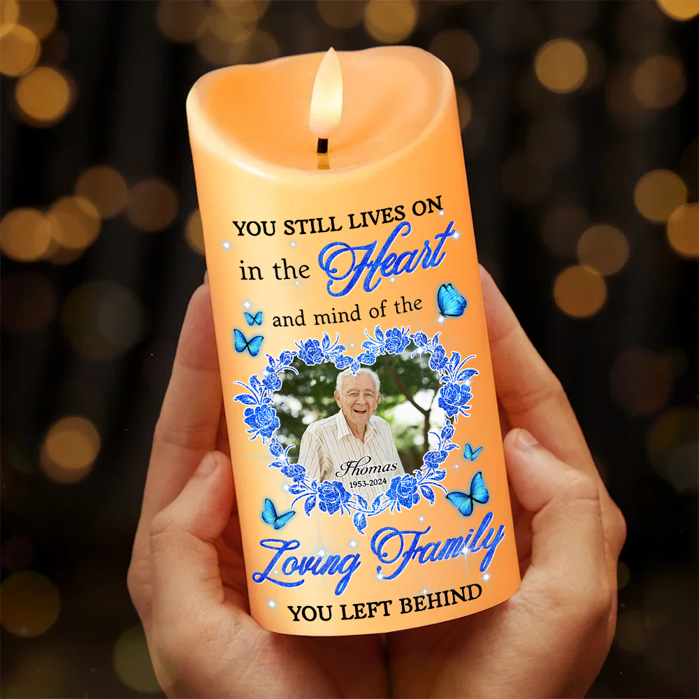 Custom Name and Photo Memorial Gift - Personalizes Memorial Photo LED Candle