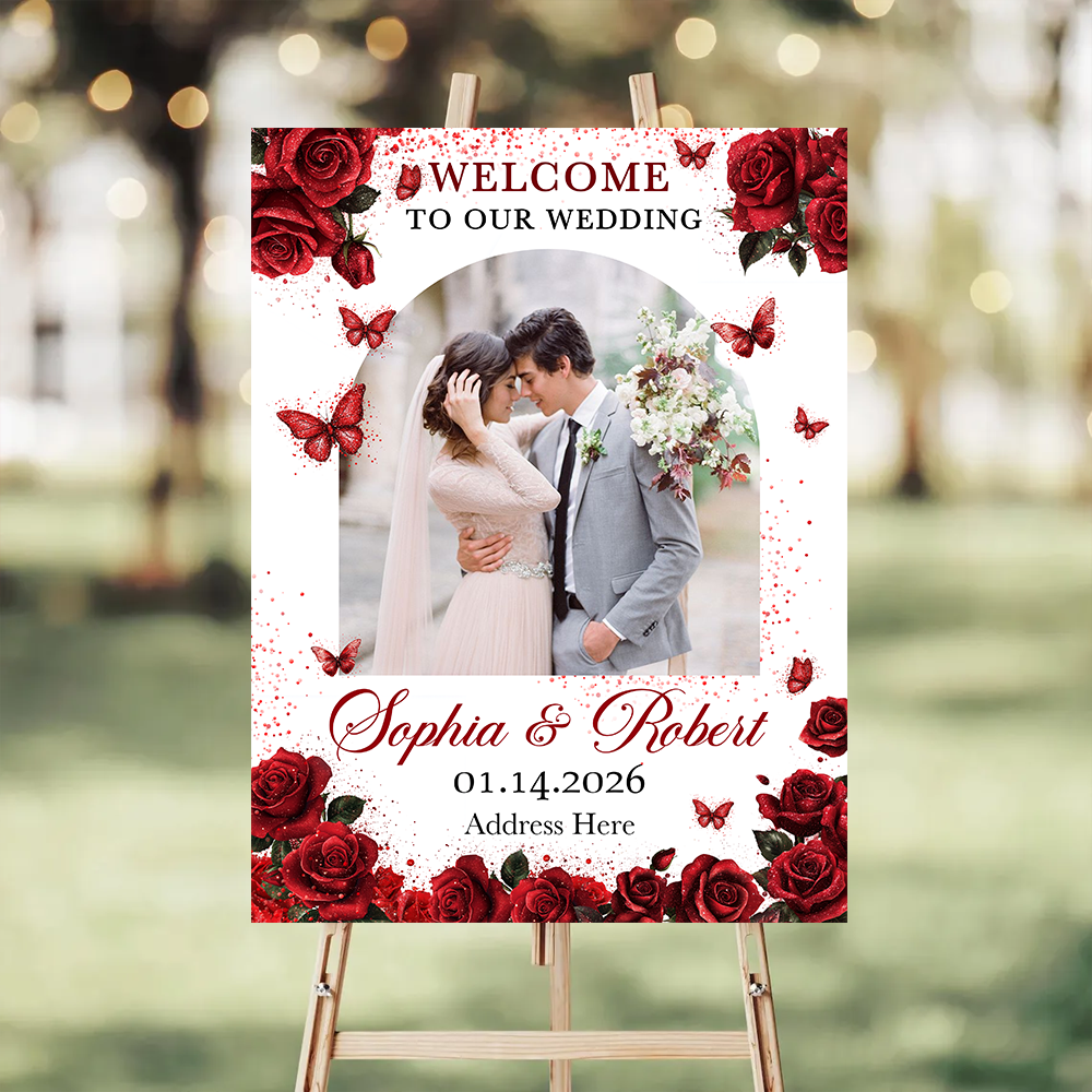Welcome to Our Wedding Sign - Custom Name and Photo Wedding Law Sign