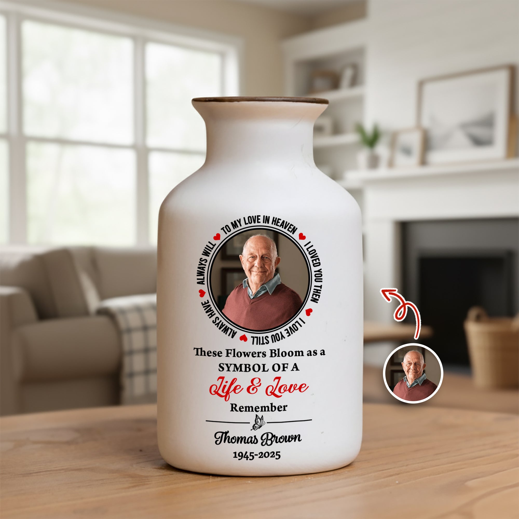 Life and Love - Personalized Elegant Ceramic Flower Pot Minimalist - Memorial Gift