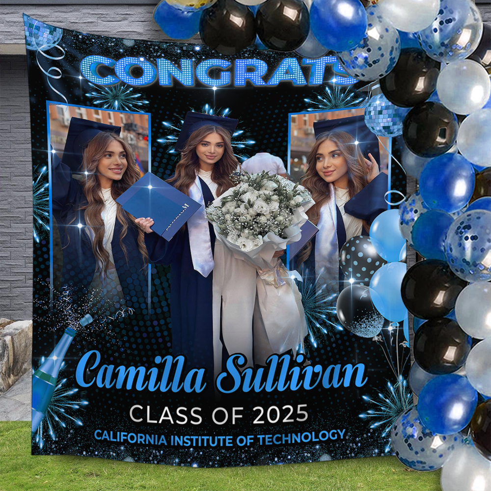 Personalized Congrats Class of 2025 Graduation Backdrop – Perfect for Graduation Party Decorations