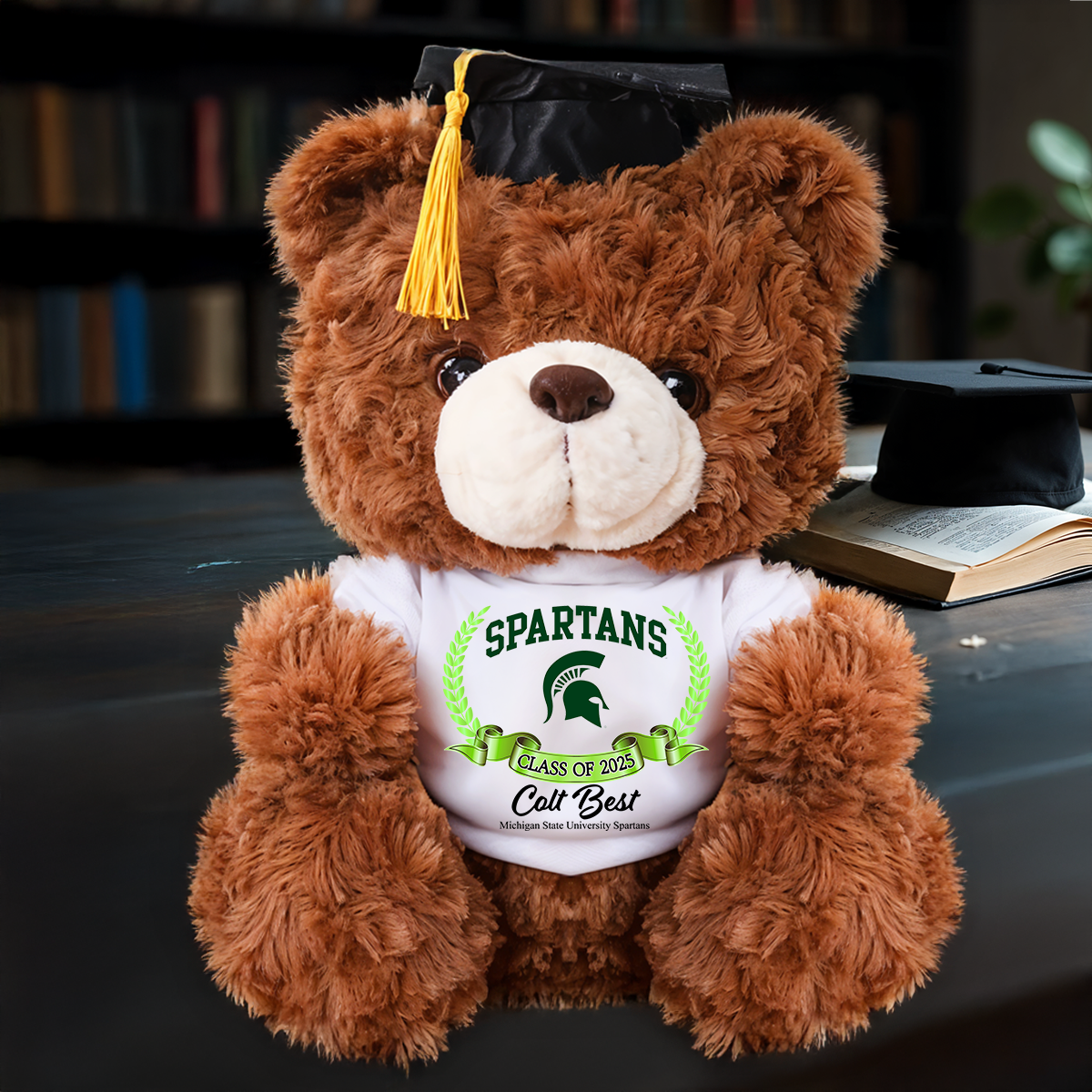 Class Of 2025 Custom Logo Graduation Teddy Bear Plush - Graduate Bear With Cap