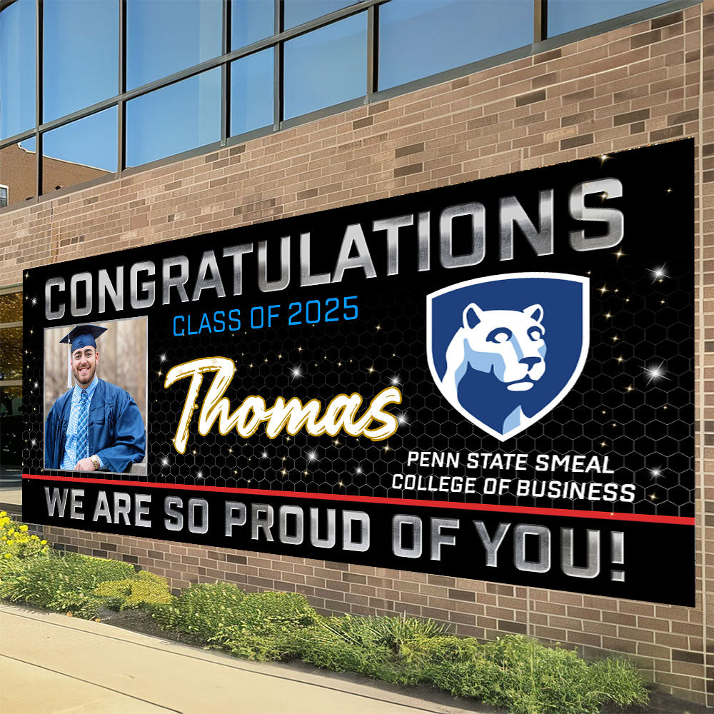 Congratulations - Class Of 2025 - We Are So Proud Of You! Personalized Banner, Graduation Gift Decor