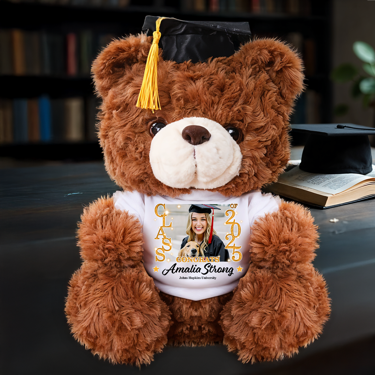 Class Of 2025 Personalized Custom Graduation Teddy Bear Plush - Graduate Bear With Cap