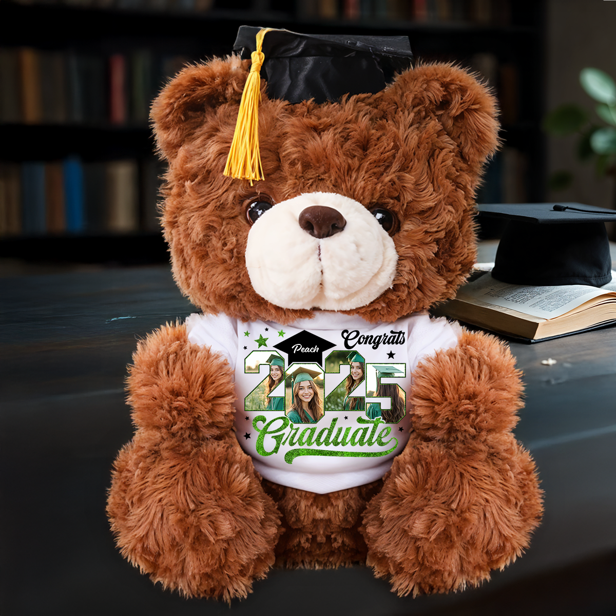 2025 Photo Frame Personalized Custom Graduation Teddy Bear Plush - Graduate Bear With Cap