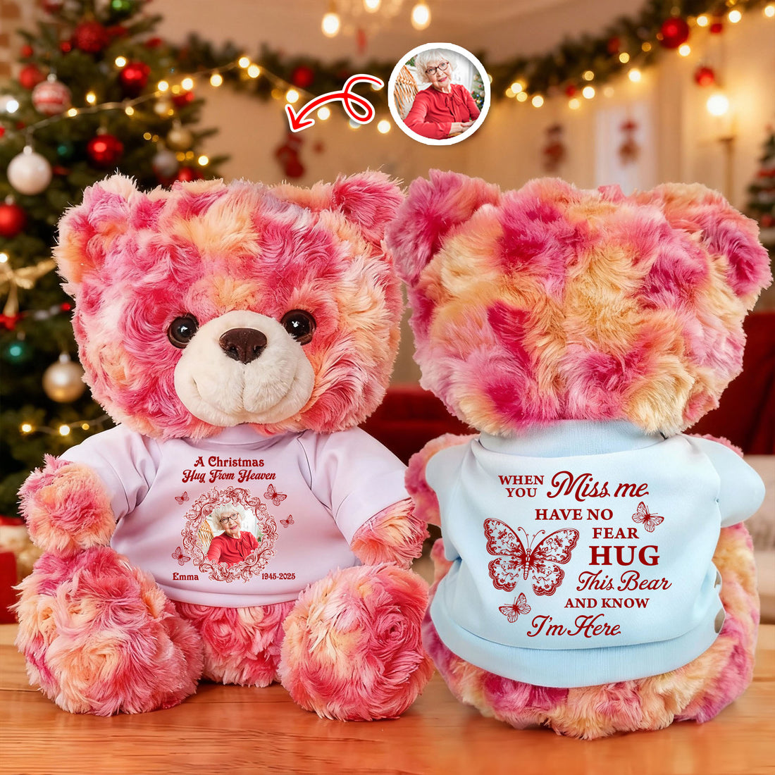 A Christmas From Heaven - Custom Name and Photo - Personalized Bear Plush