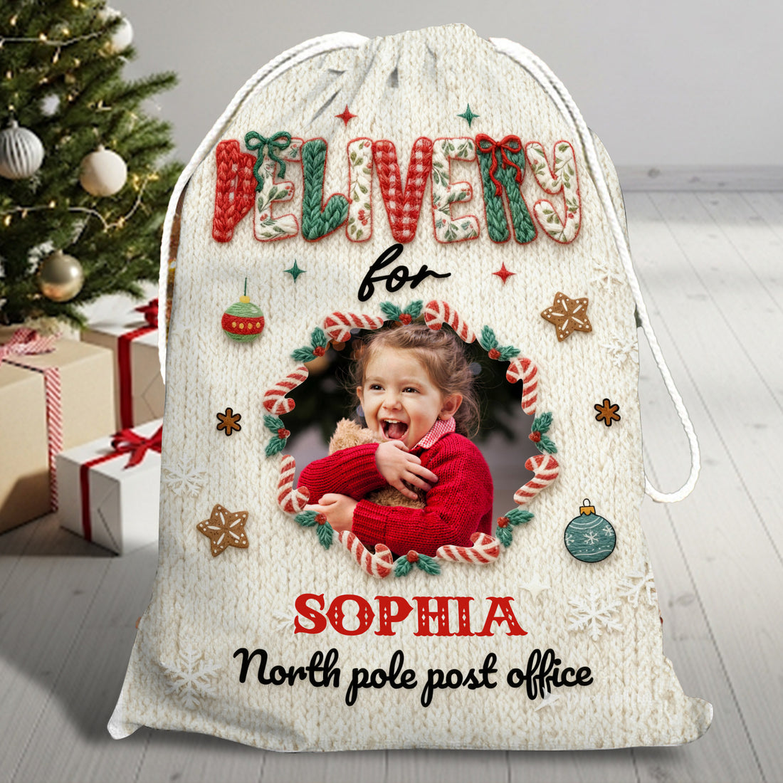 Delivery for Kids - Custom Photo Christmas Bag - Christmas Sack Gift for Kids