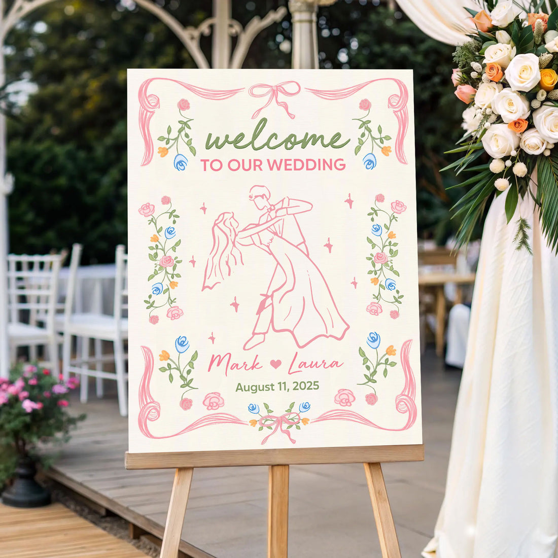 Welcome to Our Wedding Sign - Custom Name and Date Wedding Law Sign