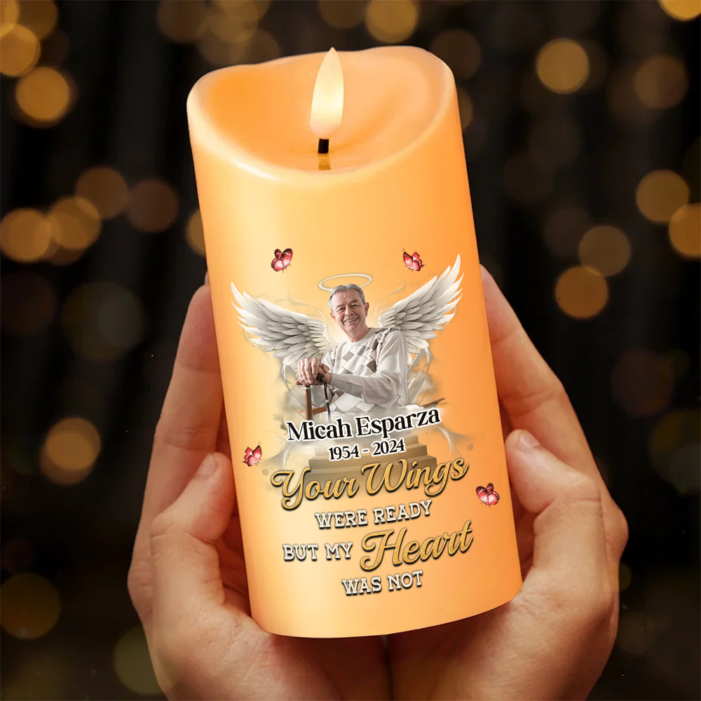 Custom Name and Photo - Personalize Memorial Photo LED Candle - Memorial Gift