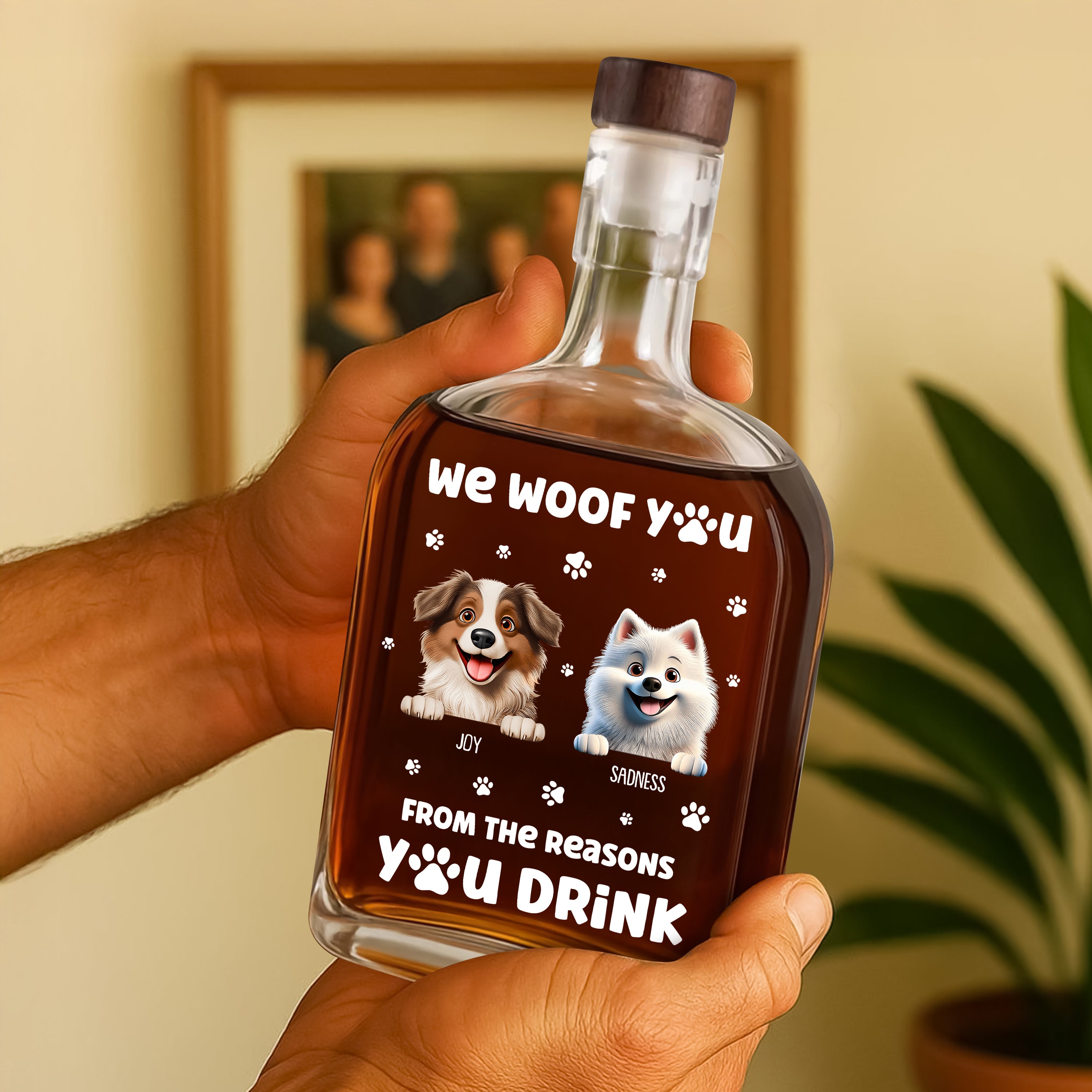We Woof You - Custom Pet Photo and Name - Personalized Custom Whiskey Bottle