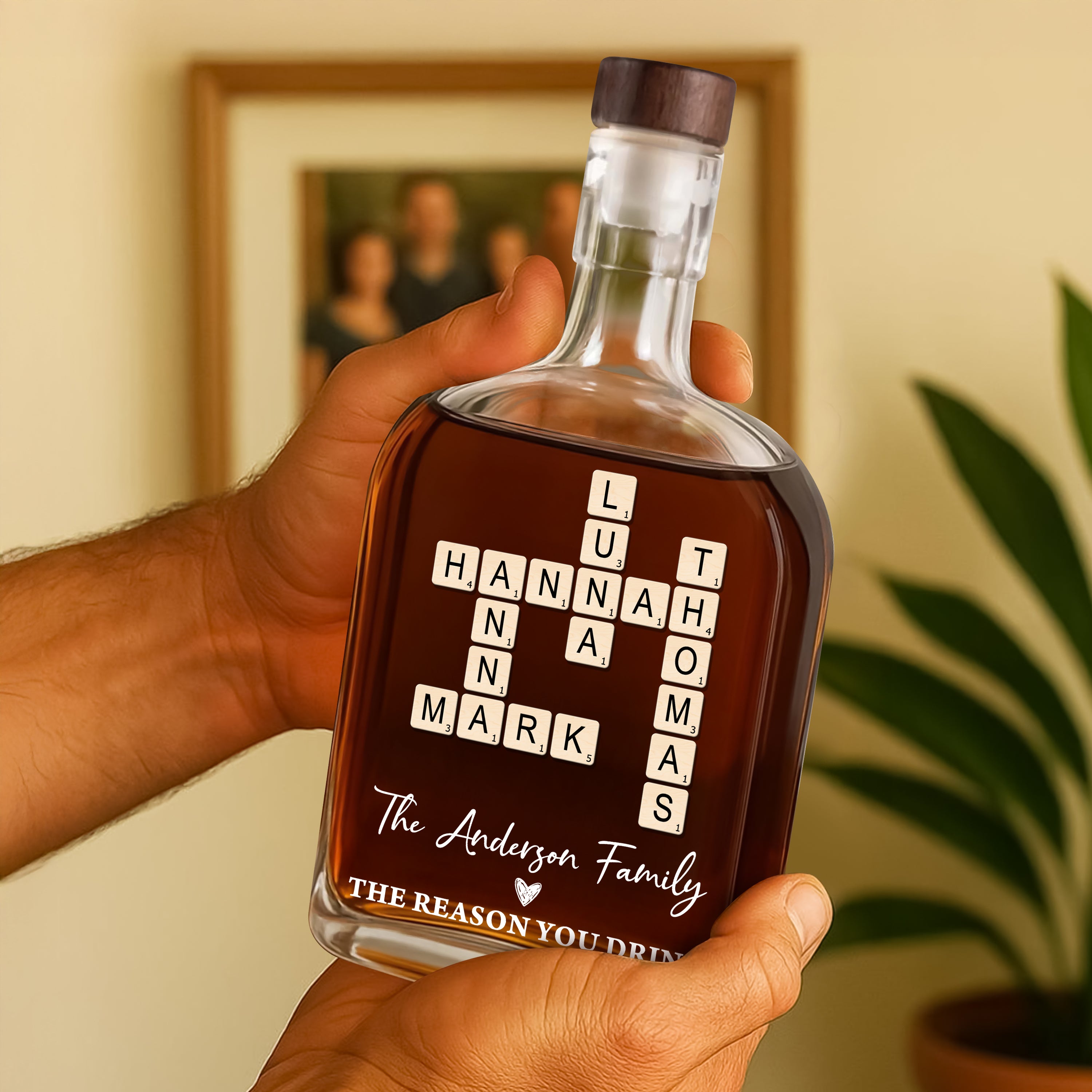 The Reason You Drink - Custom Family Name - Personalized Custom Whiskey Bottle