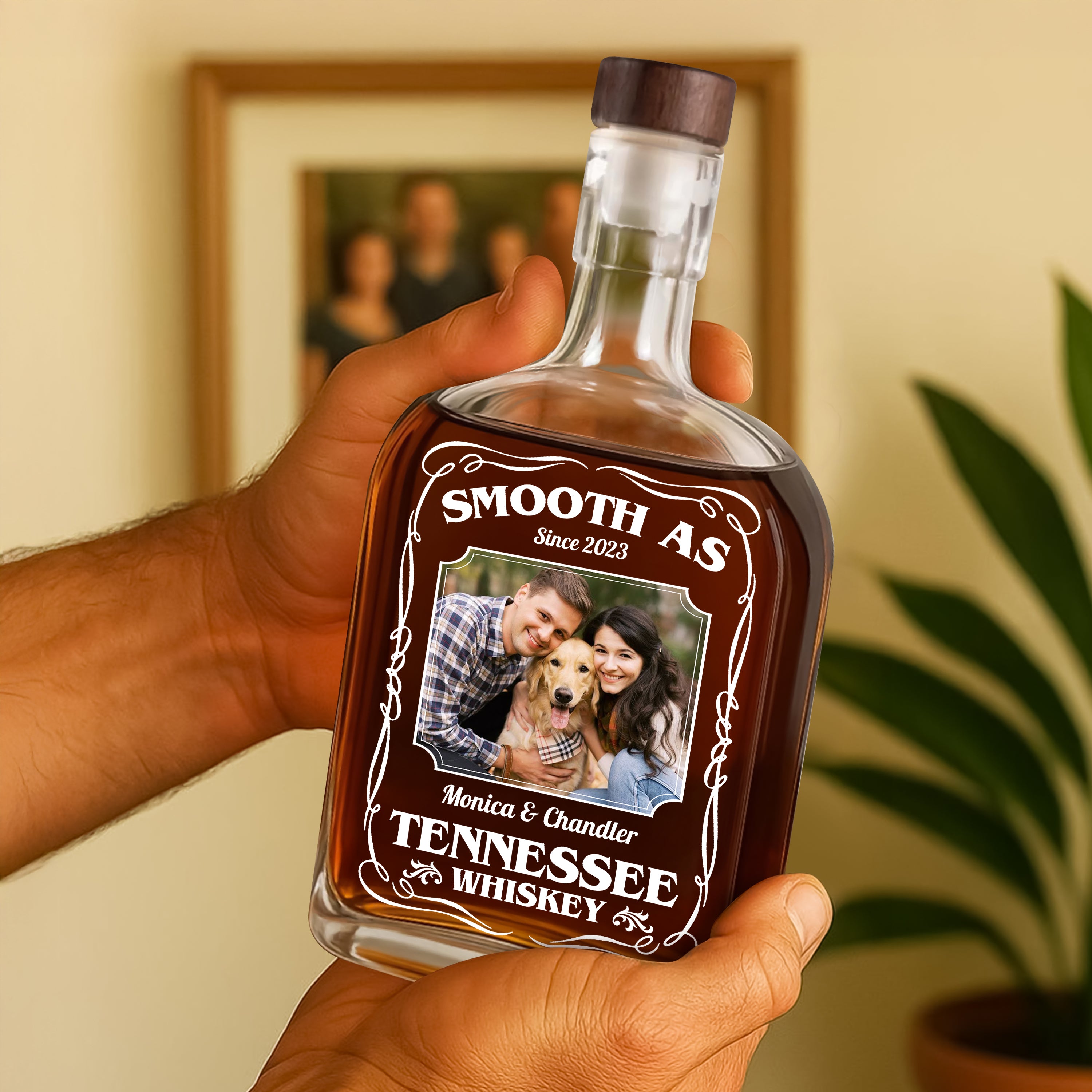 Custom Family Name and Photo - Personalized Custom Whiskey Bottle