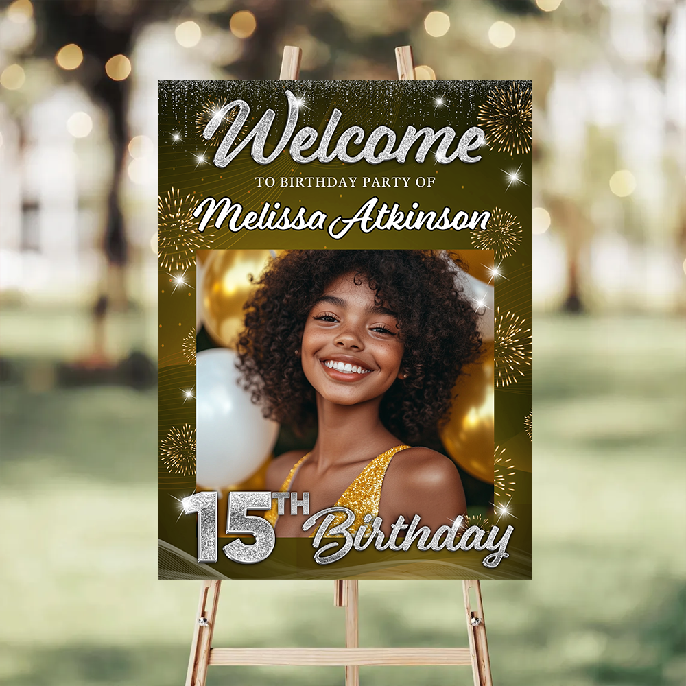 Welcome To My Birthday Sign - Custom Name & Photo Law Sign - Birthday Party Welcome Sign