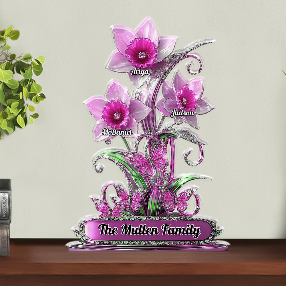 Family Flower - Personalized Custom Shaped Acrylic Plaque - Lily