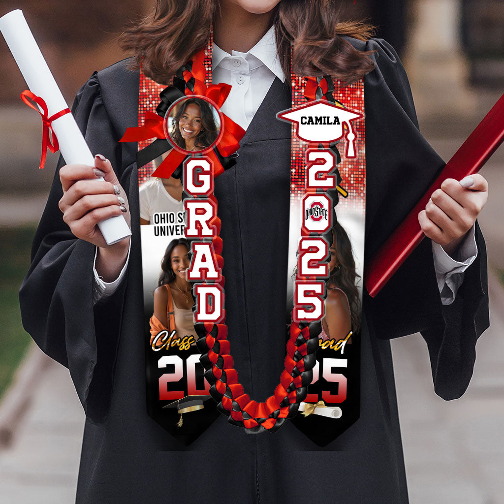 Glitter 2025 Graduation Stole and Lei Custom Photo - Personalized Gift For Graduation - Grad 2025