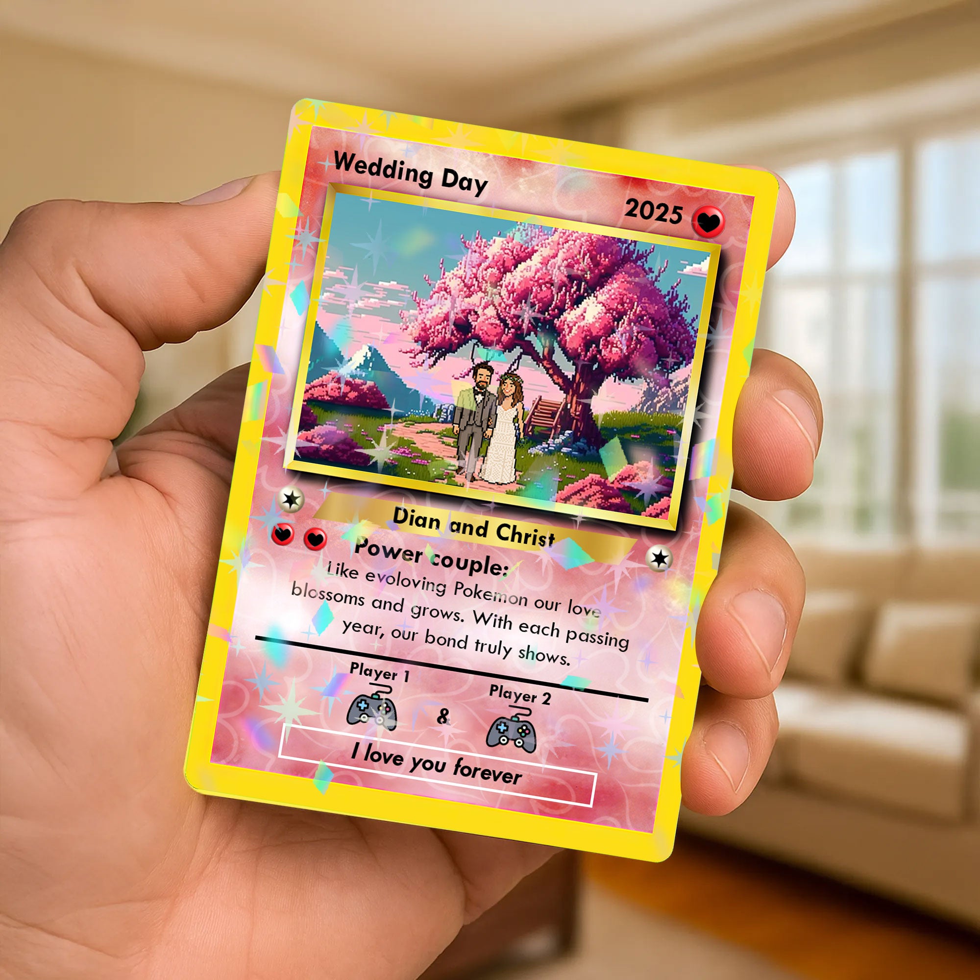 Personalized Couple Gift - Wedding Day - Custom Shape Hologram Ornament