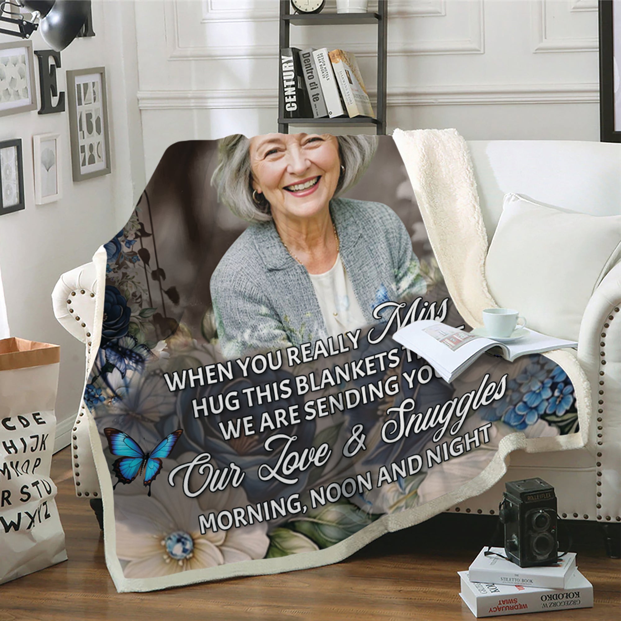A Hug From Heaven - Custom Photo Memorial Blanket - Christmas Gift
