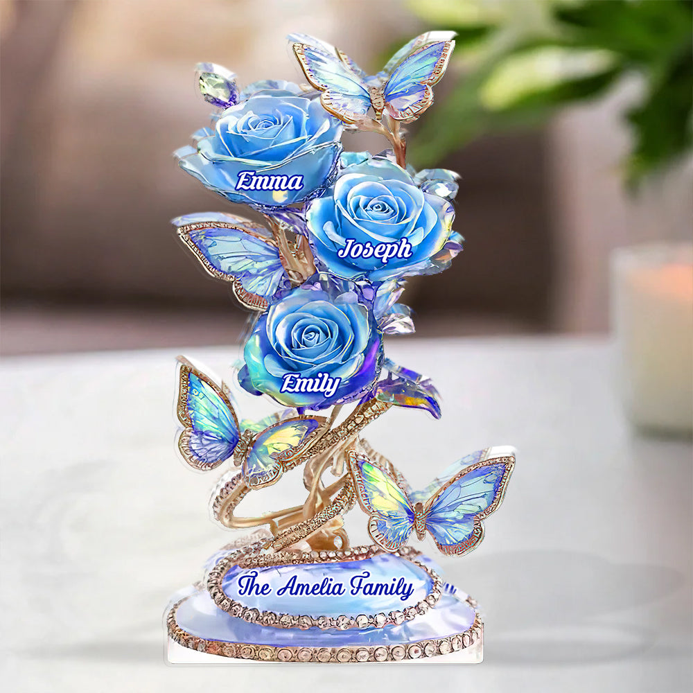 Our Family Flower - Personalized Custom Shaped Acrylic Plaque - Family Flower