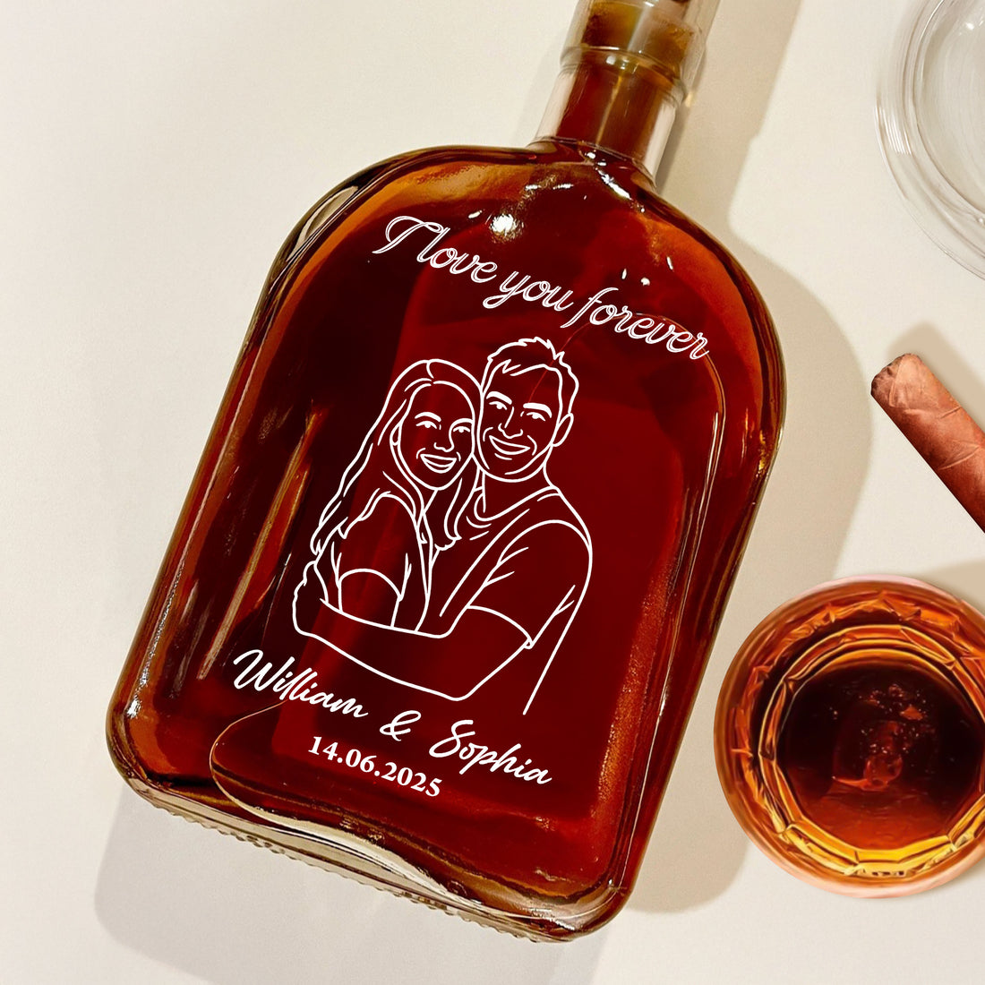 The Day We Meet - Custom Couple Name and Photo - Personalized Custom Whiskey Bottle