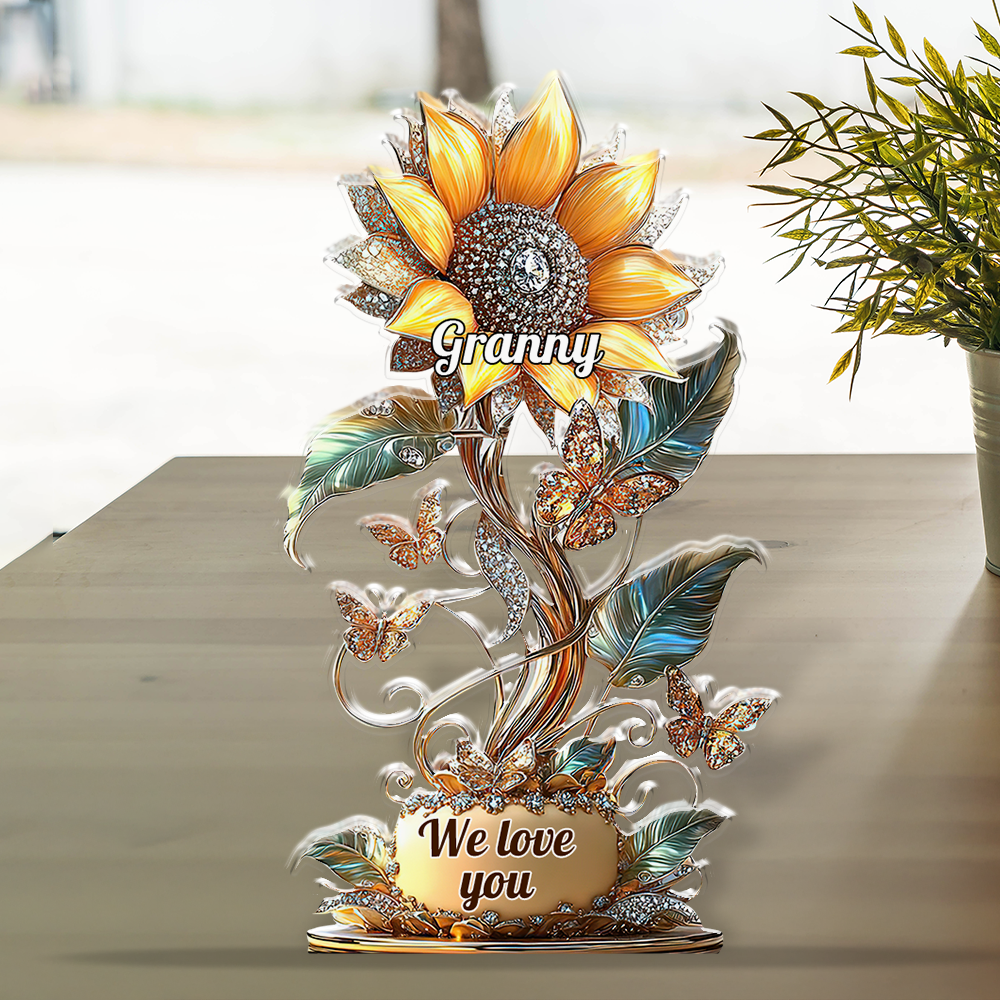 Family Flower - Personalized Custom Shaped Acrylic Plaque - Sunflower