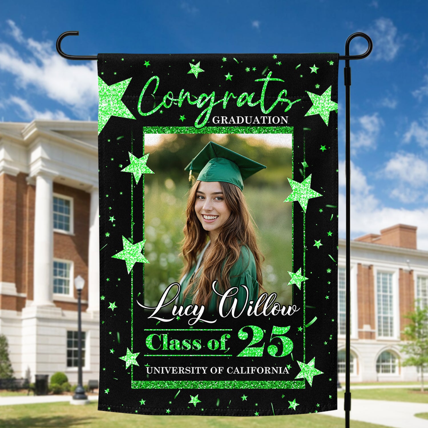 Congrats Graduation - Class Of 2025 With Photo – Graduation Garden Flag & Party Decor