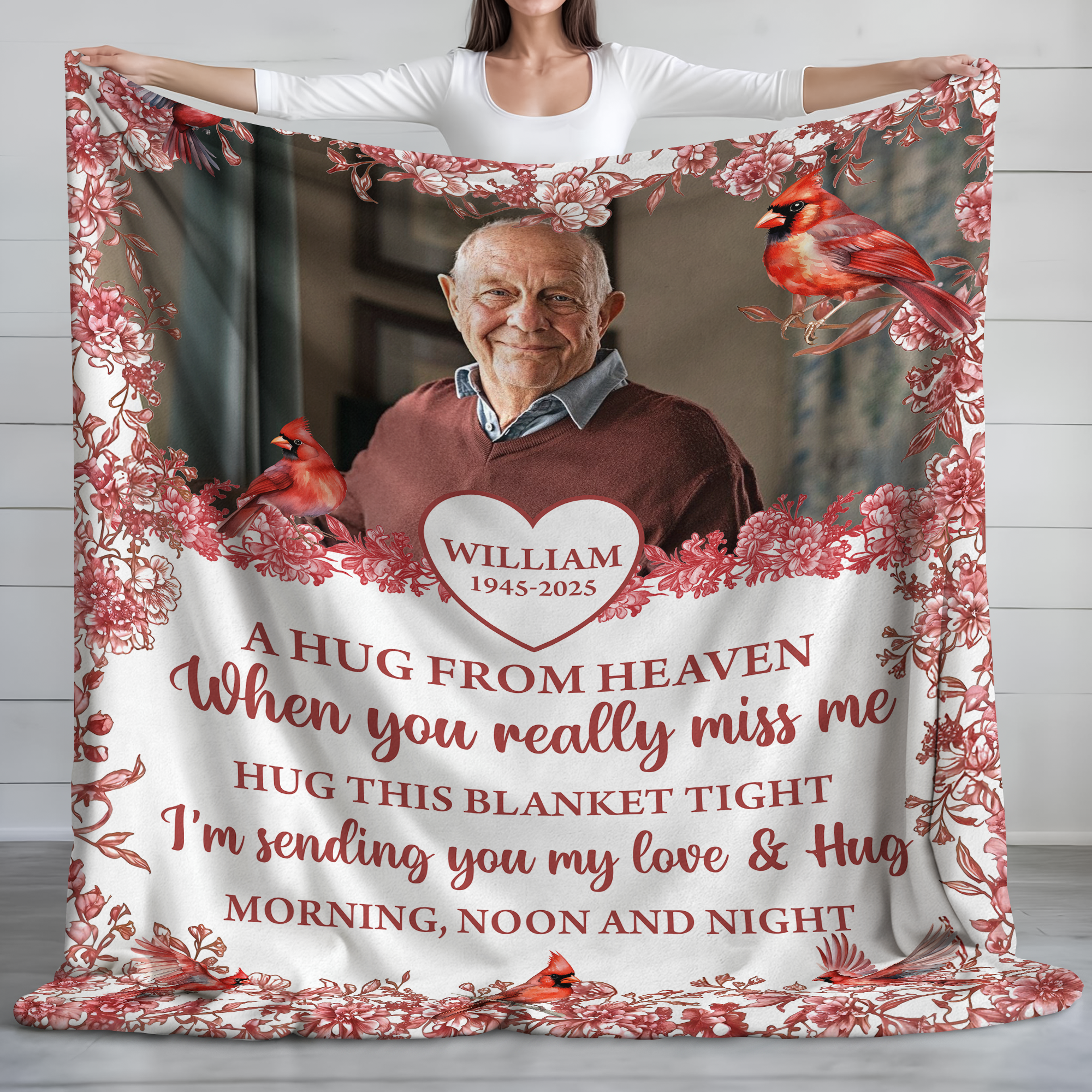 Custom Name and Photo Memorial Blanket - Sympathy Gift - Personalized Custom Memorial Blanket