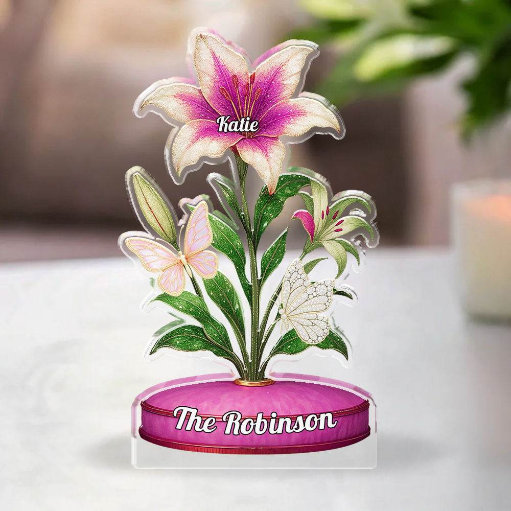 Flower Name - Custom Name Acrylic Block - Custom Acrylic Block Plaque
