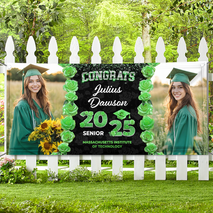 Congrats Graduate Class Of 2025 Custom Name & School Name - Graduation Decor Gift