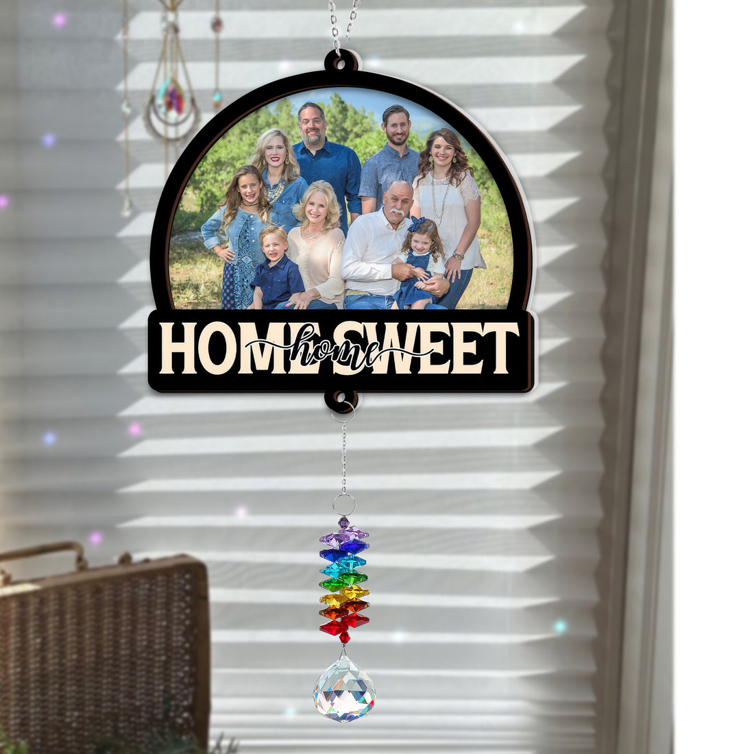Home Sweet Home - Ornament Hanging Piece With Crystal Charm - Family Gift