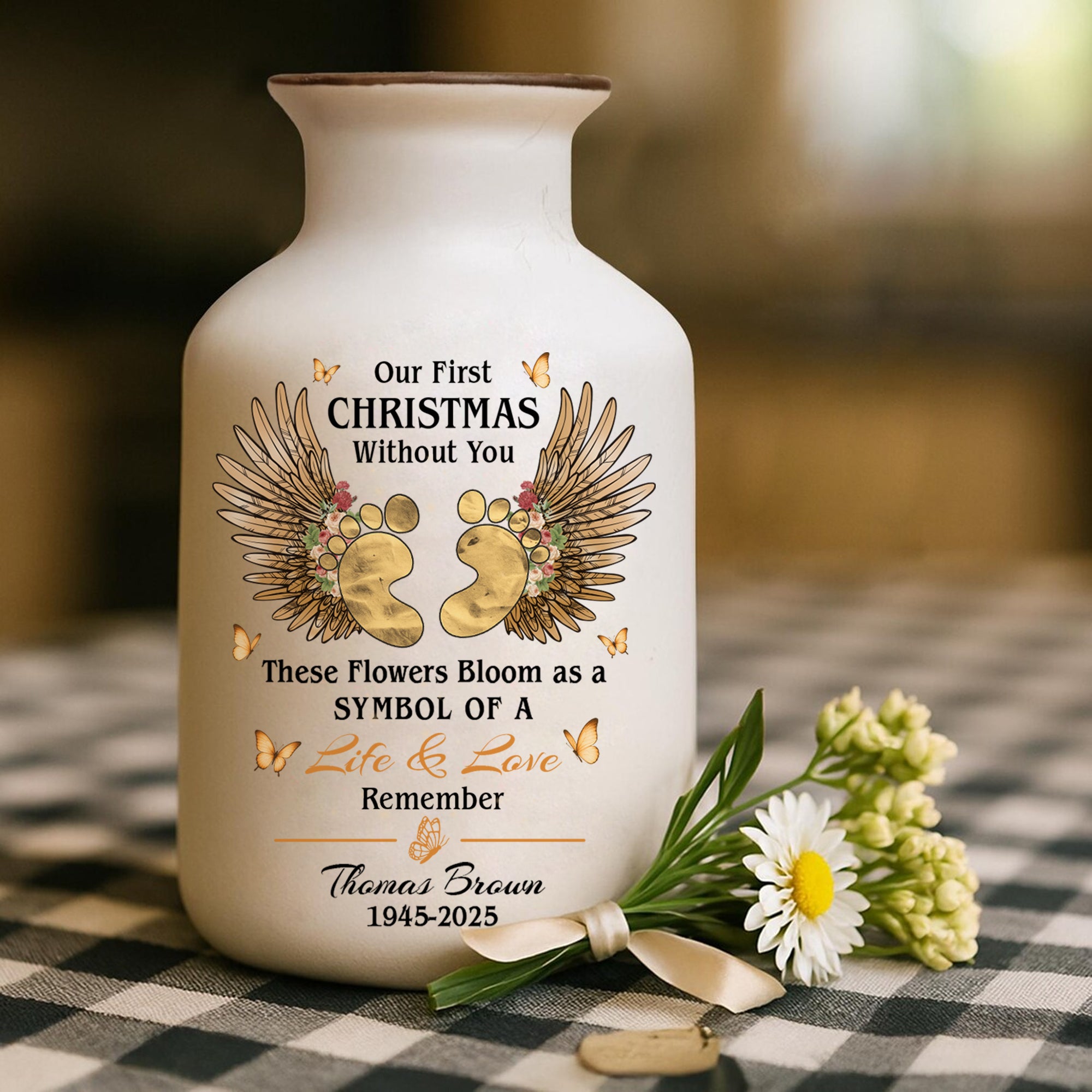 Our First Christmas Without You - Personalized Elegant Ceramic Flower Pot Minimalist - Miscarriage Memorial Gift