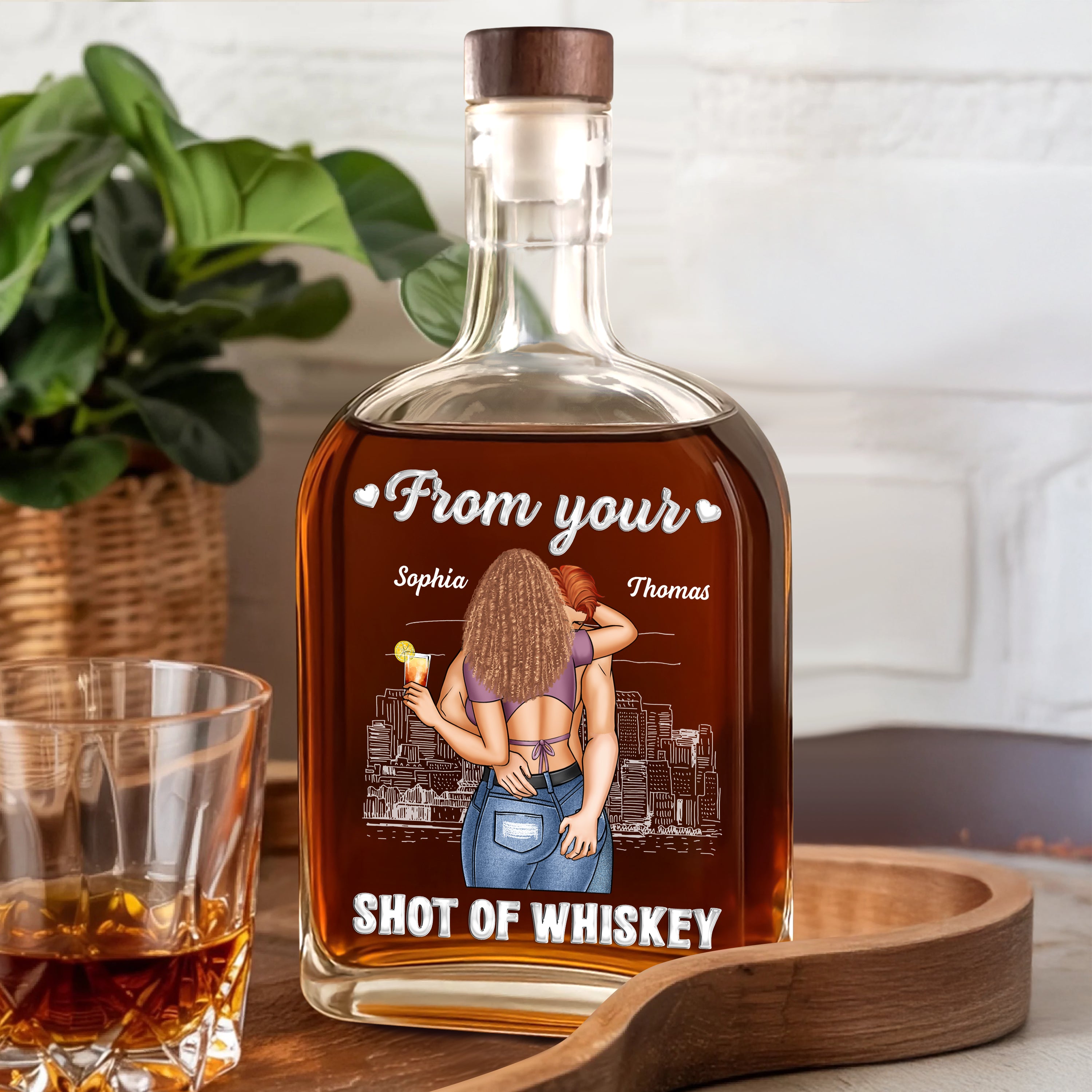 From Your Shot Of Whiskey - Custom Couple Name and Appearance - Personalized Custom Whiskey Bottle