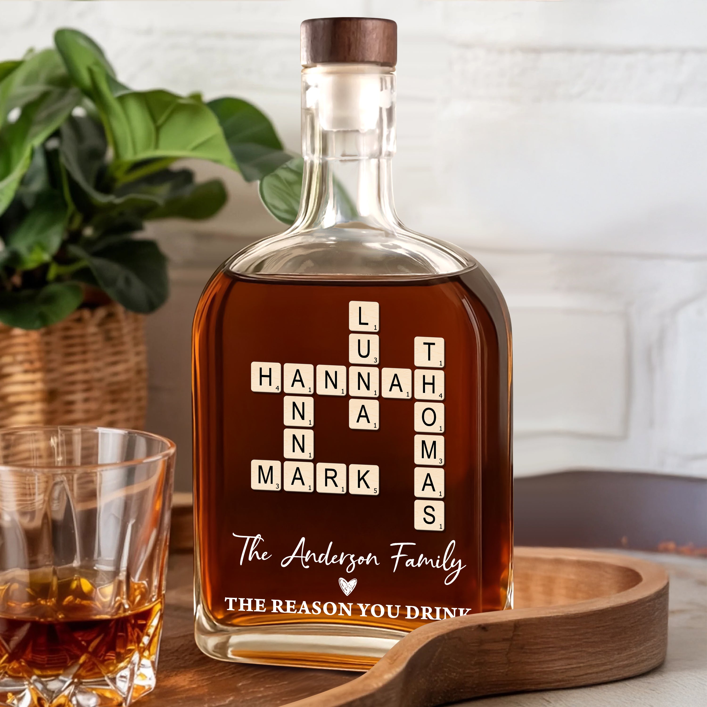 The Reason You Drink - Custom Family Name - Personalized Custom Whiskey Bottle