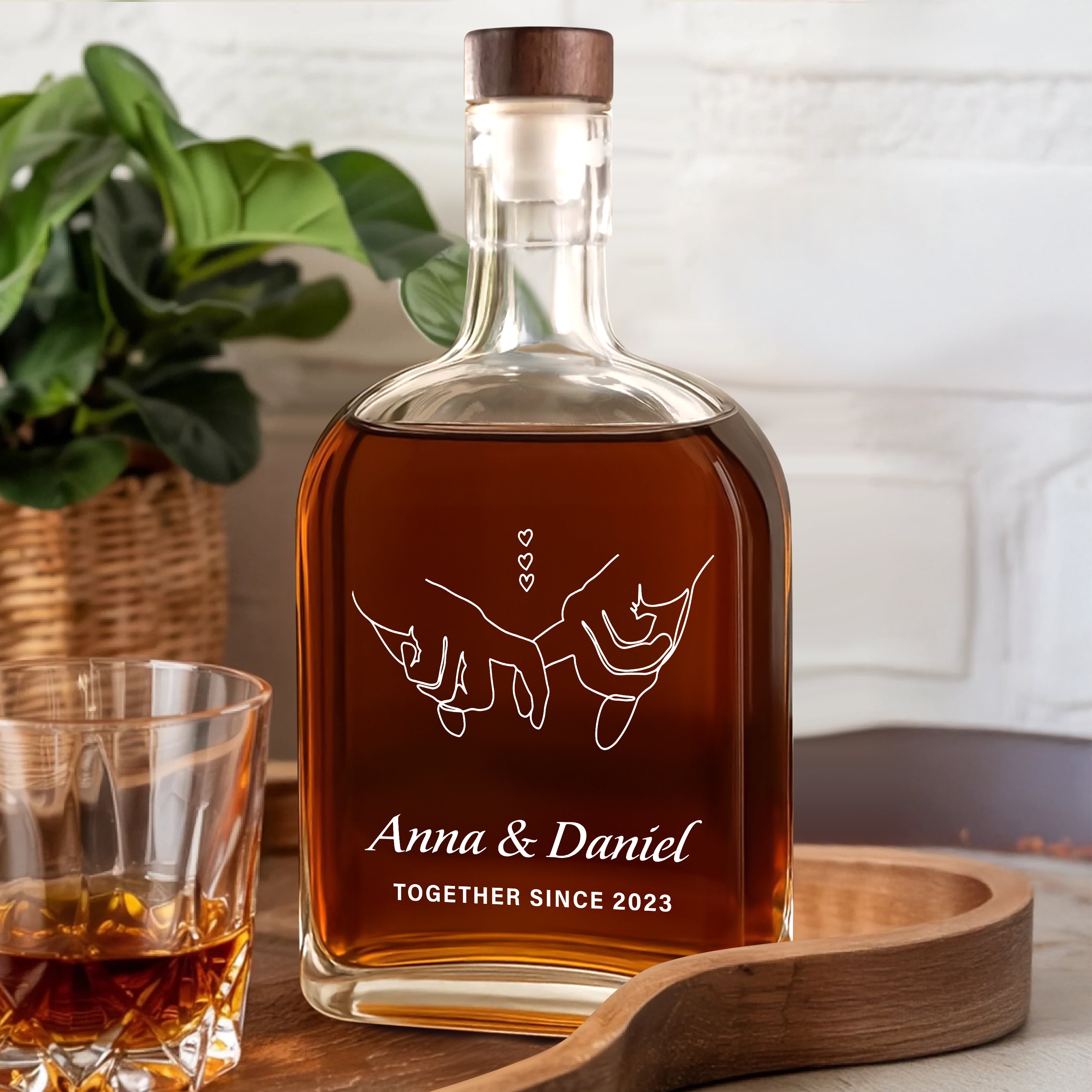 You & Me - Custom Couple Name - Personalized Custom Whiskey Bottle