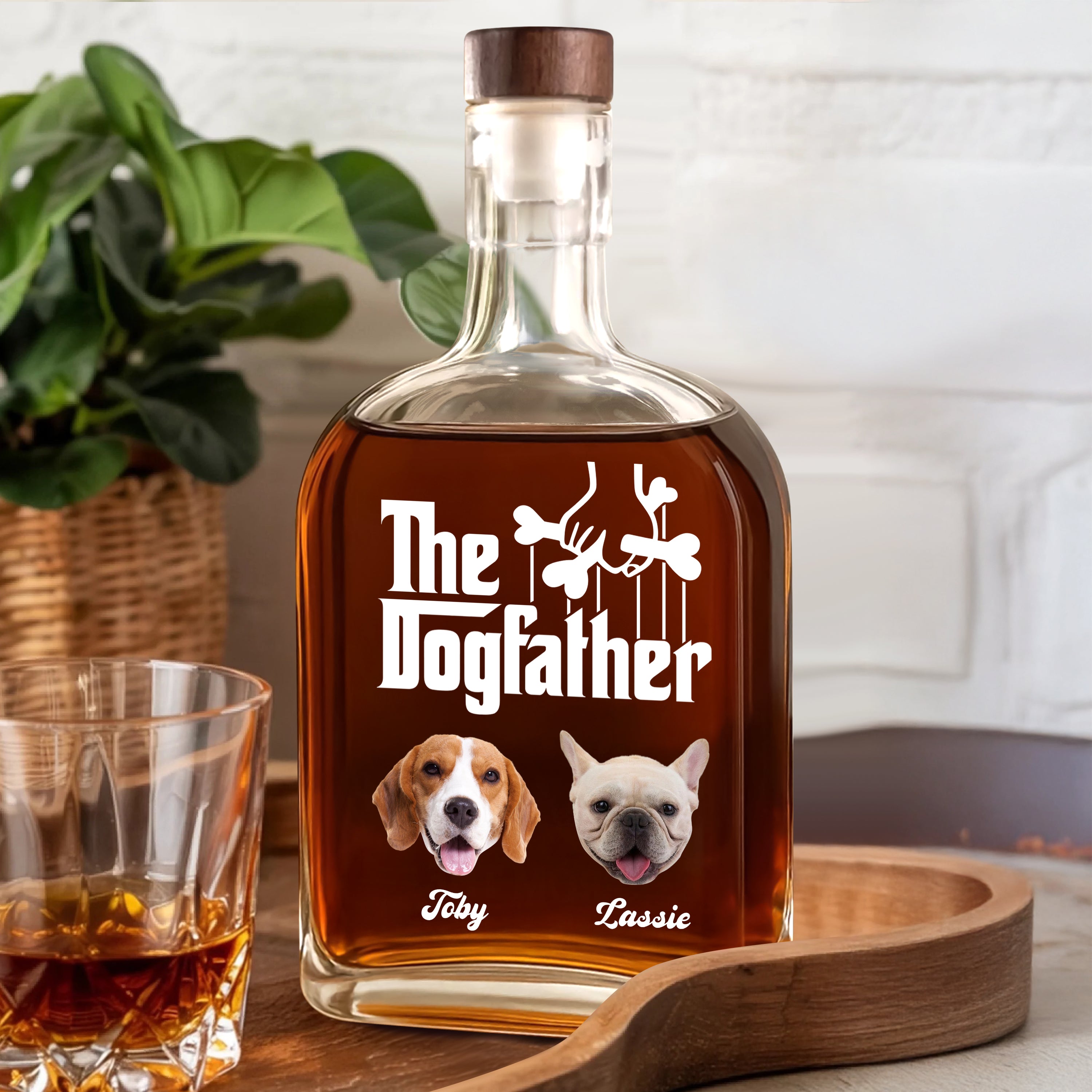 Pet Lover Gift - Custom Pet Photo and Name - Personalized Custom Whiskey Bottle